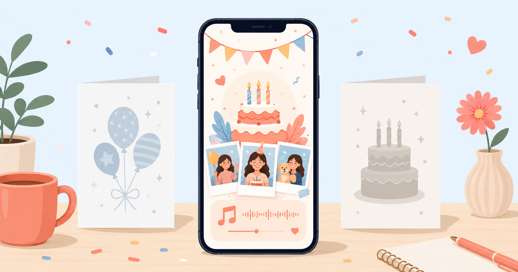 A comparison of birthday website makers shown side by side on a screen