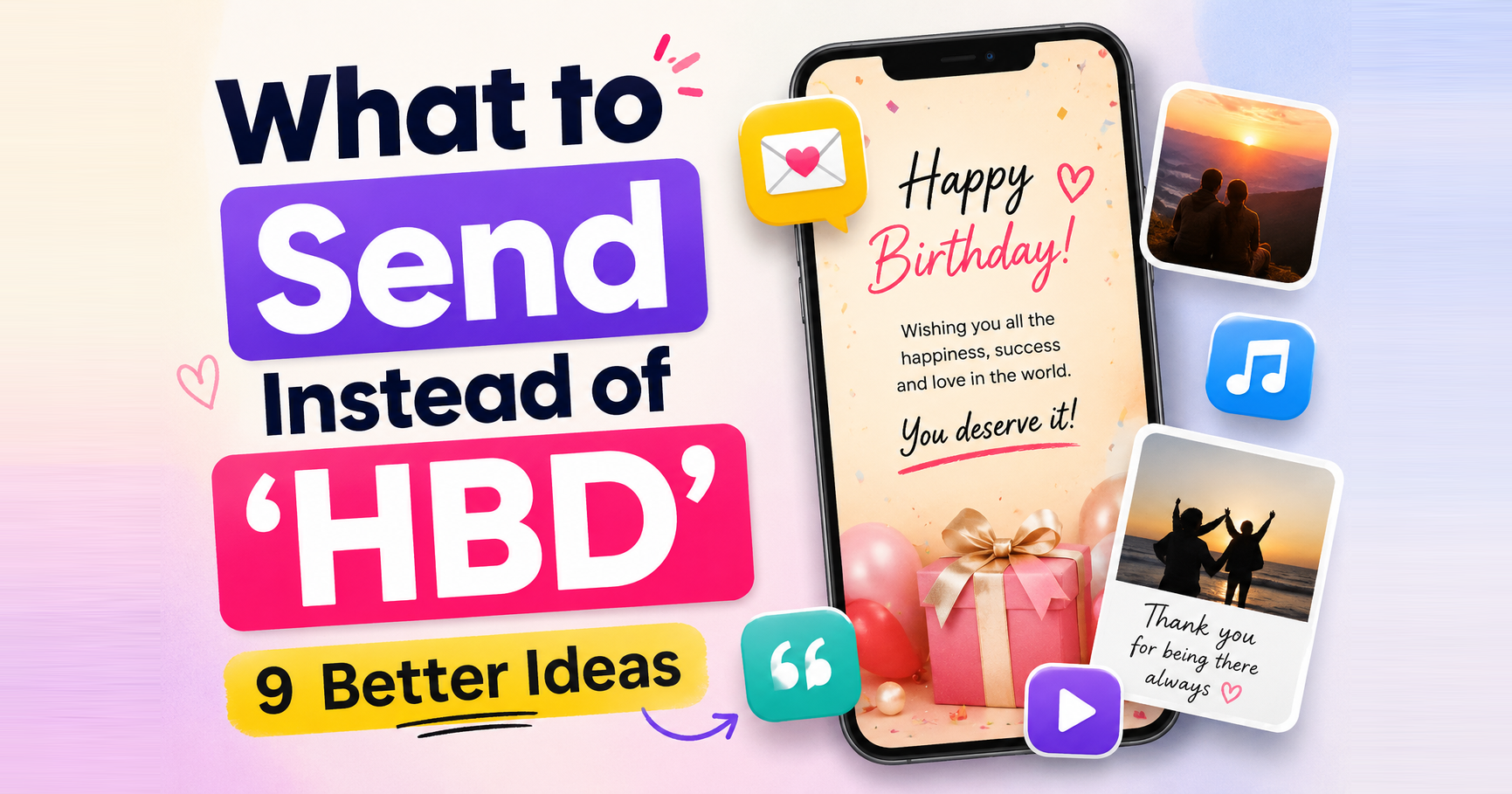 A phone showing a personal birthday message instead of a plain HBD text